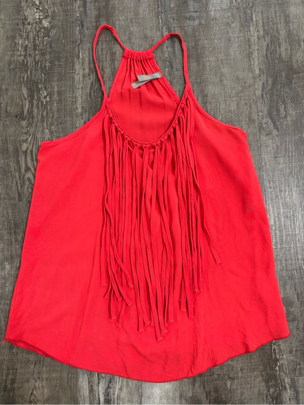 Red Fringe Halter Tank Top - Women's Racerback Summer Top